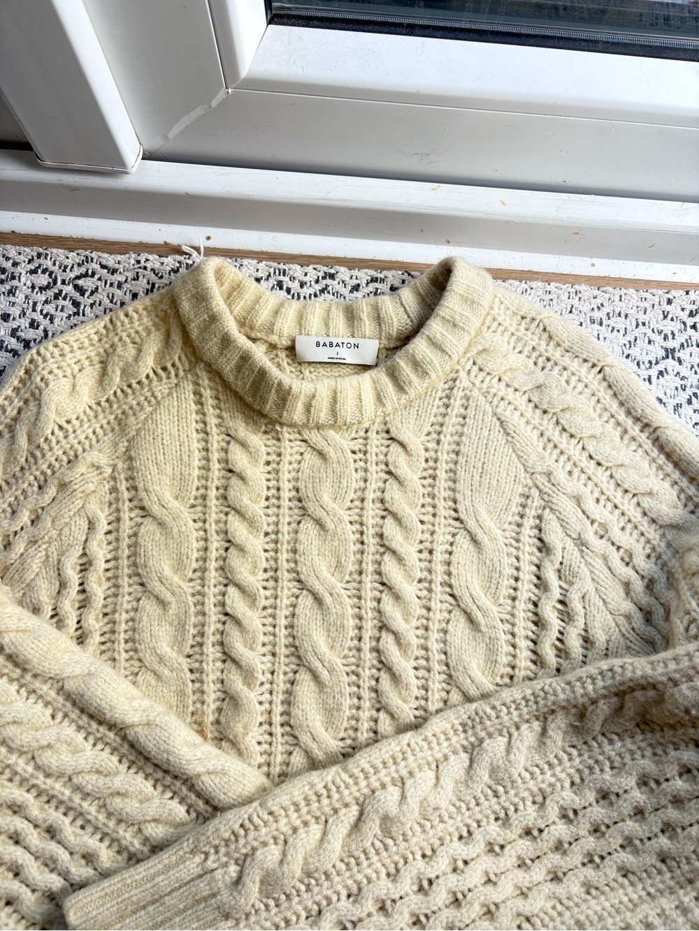 Babaton Butter Yellow Cable-Knit Sweater